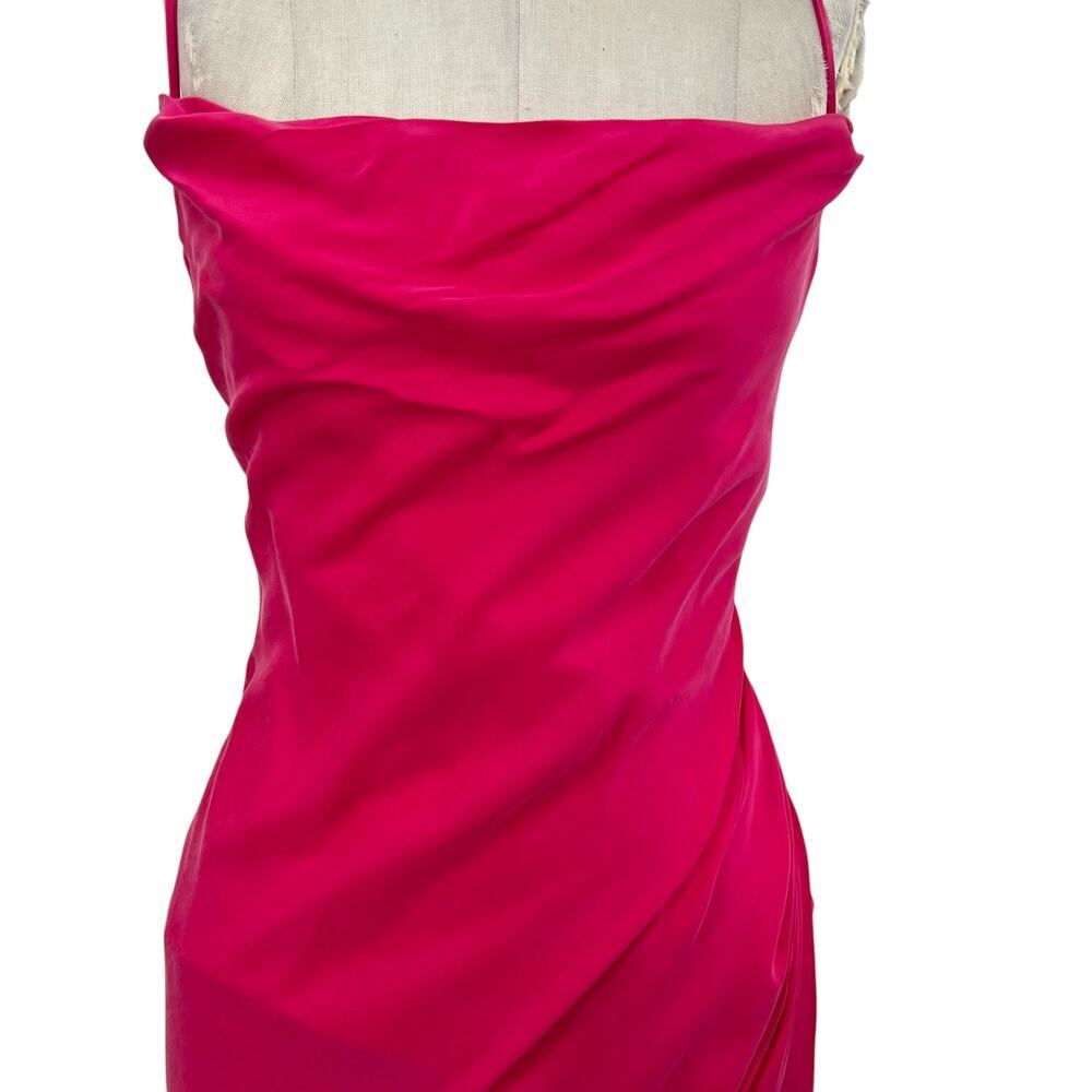 Lovers and Friends Noah Wrap Dress Slip Sleeveless Satin Hot Pink Size‎ Small - Picture 4 of 15